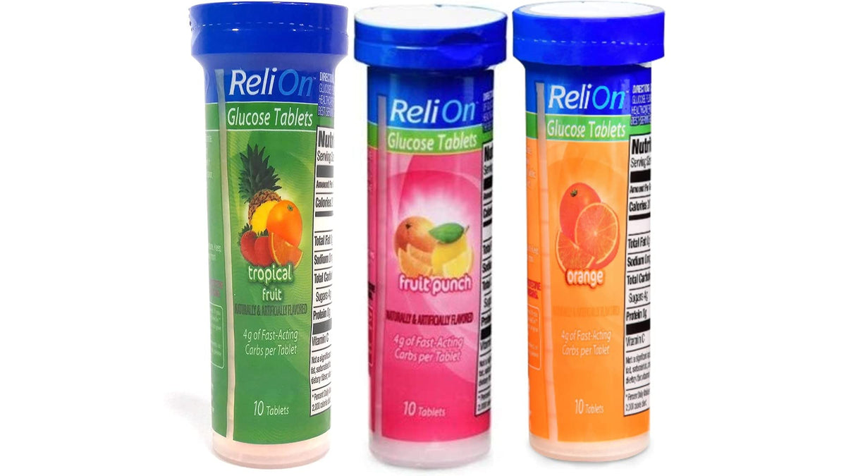 Relion Glucose Tabletas Naranja, sabor cítrico, apoyo rápido para actividades diarias