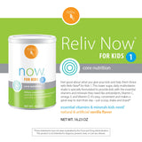 RELIV para Niños vainilla, envase en primer plano: muestra la formulación de nutrientes.