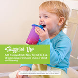 RELIV para Niños vainilla, ingredientes clave: proteína vegetal y vitaminas para apoyo diario.