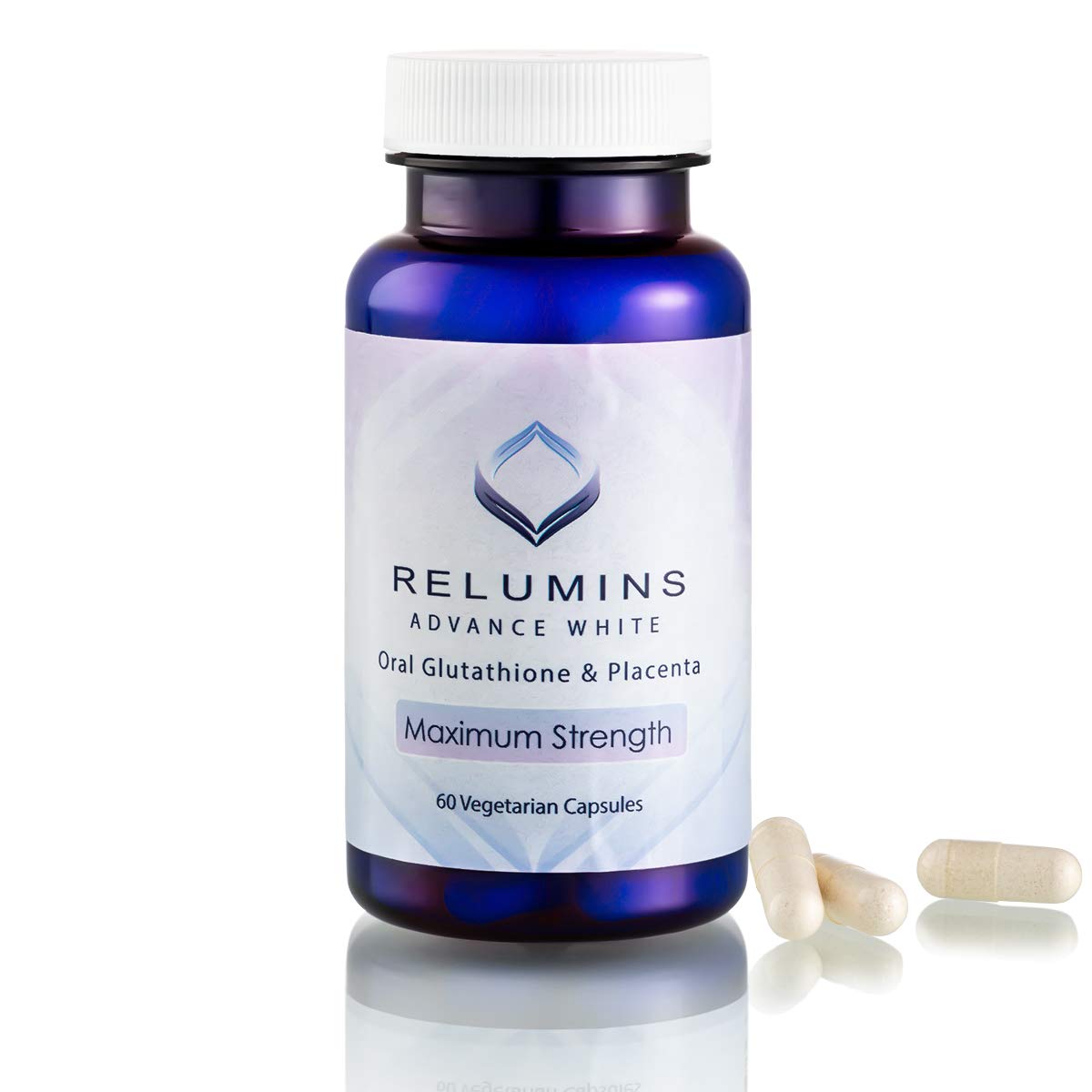 Relumins Advanced White Glutathione: cápsulas en blister para tono más uniforme.