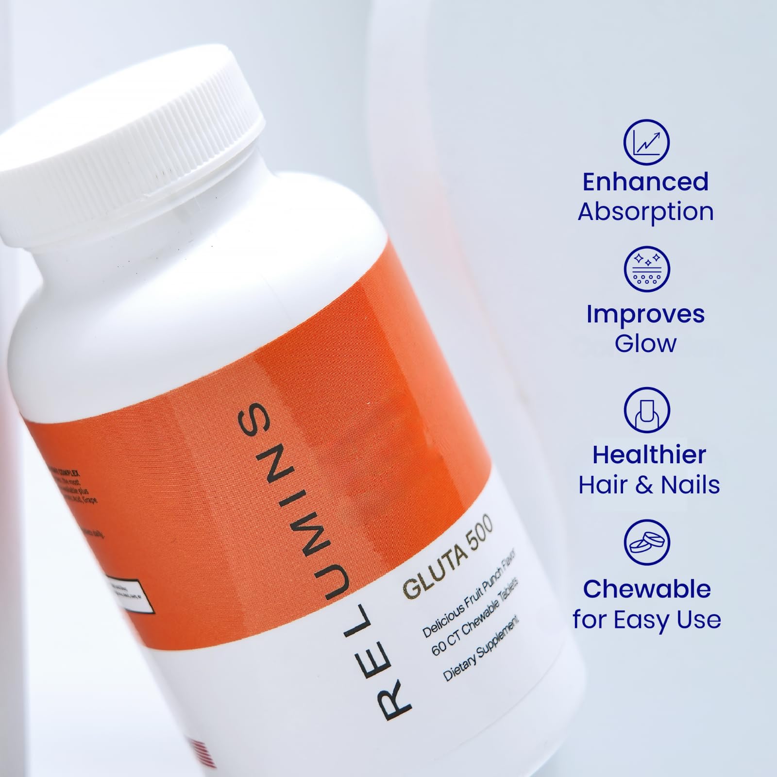 Relumins Gluta 500 sabor Fruta Punch para una experiencia agradable.
