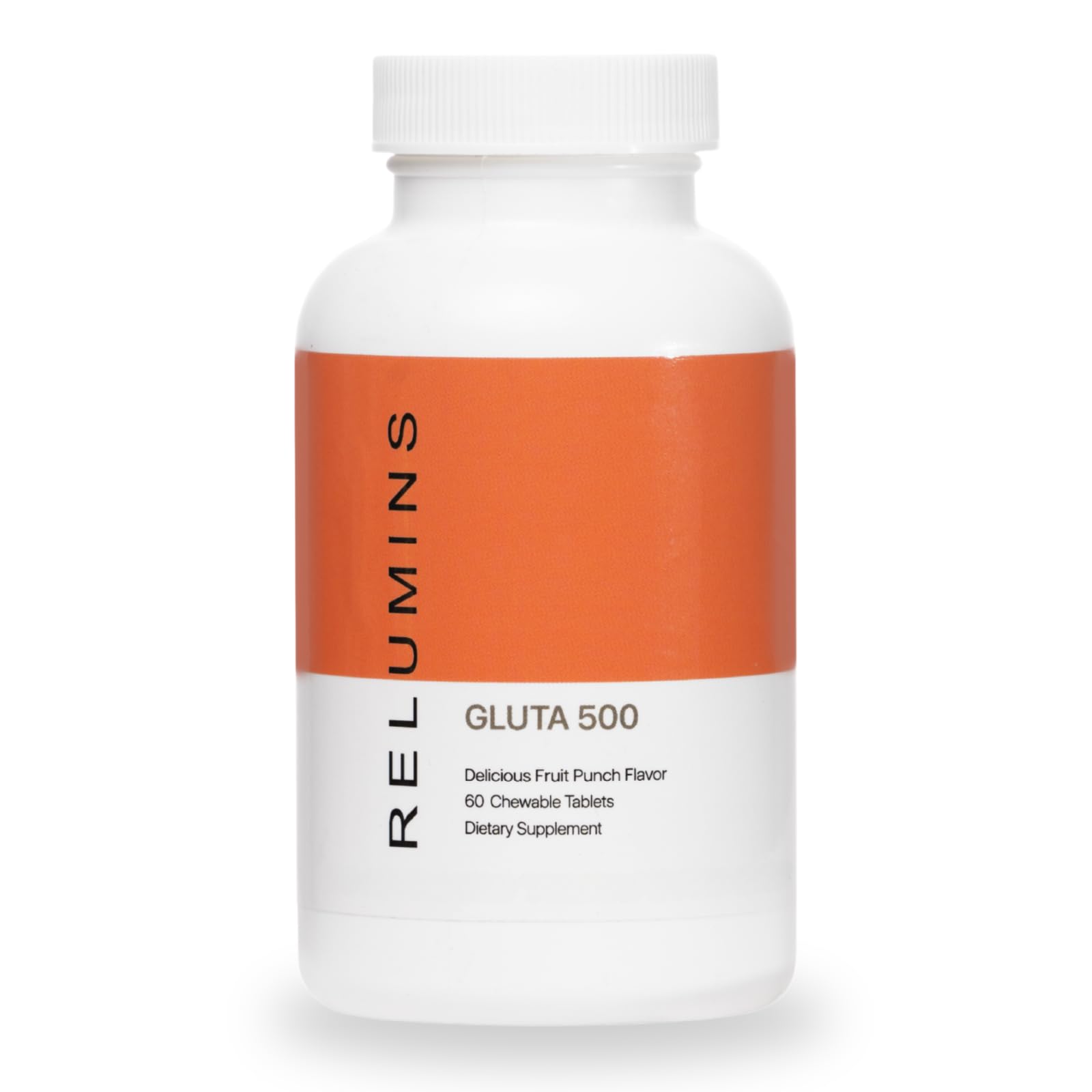 Relumins Gluta 500 tabletas masticables para uso diario y piel radiante.