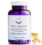 Relumins Glutatión 1650 mg – botella y etiqueta para apoyo de defensa antioxidante