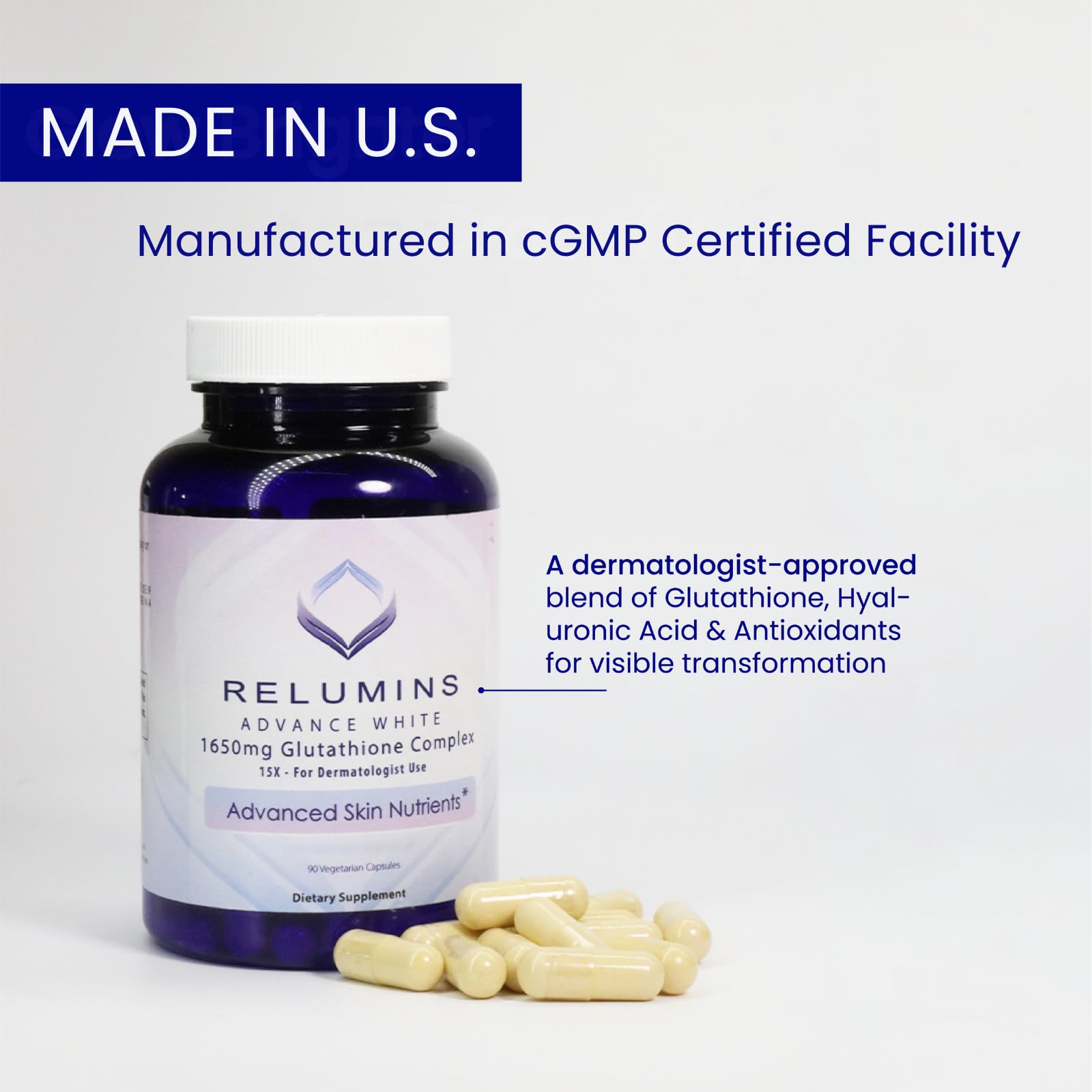 Relumins Glutatión 1650 mg – regalo ideal para autocuidado y bienestar