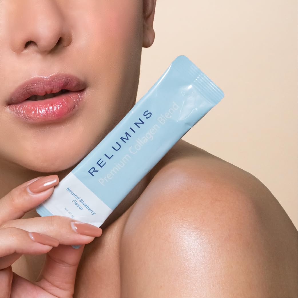 Relumins Marine Collagen con glutatión y coq10, antioxidantes suaves.