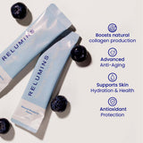 Relumins Marine Collagen, mezcla en agua suave y rápida.