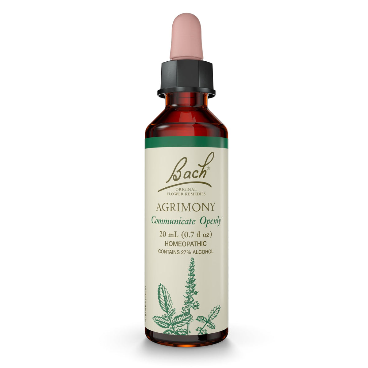 Remedios Bach Agrimonia: gotero 20 mL para comunicar abiertamente emociones y equilibrio.