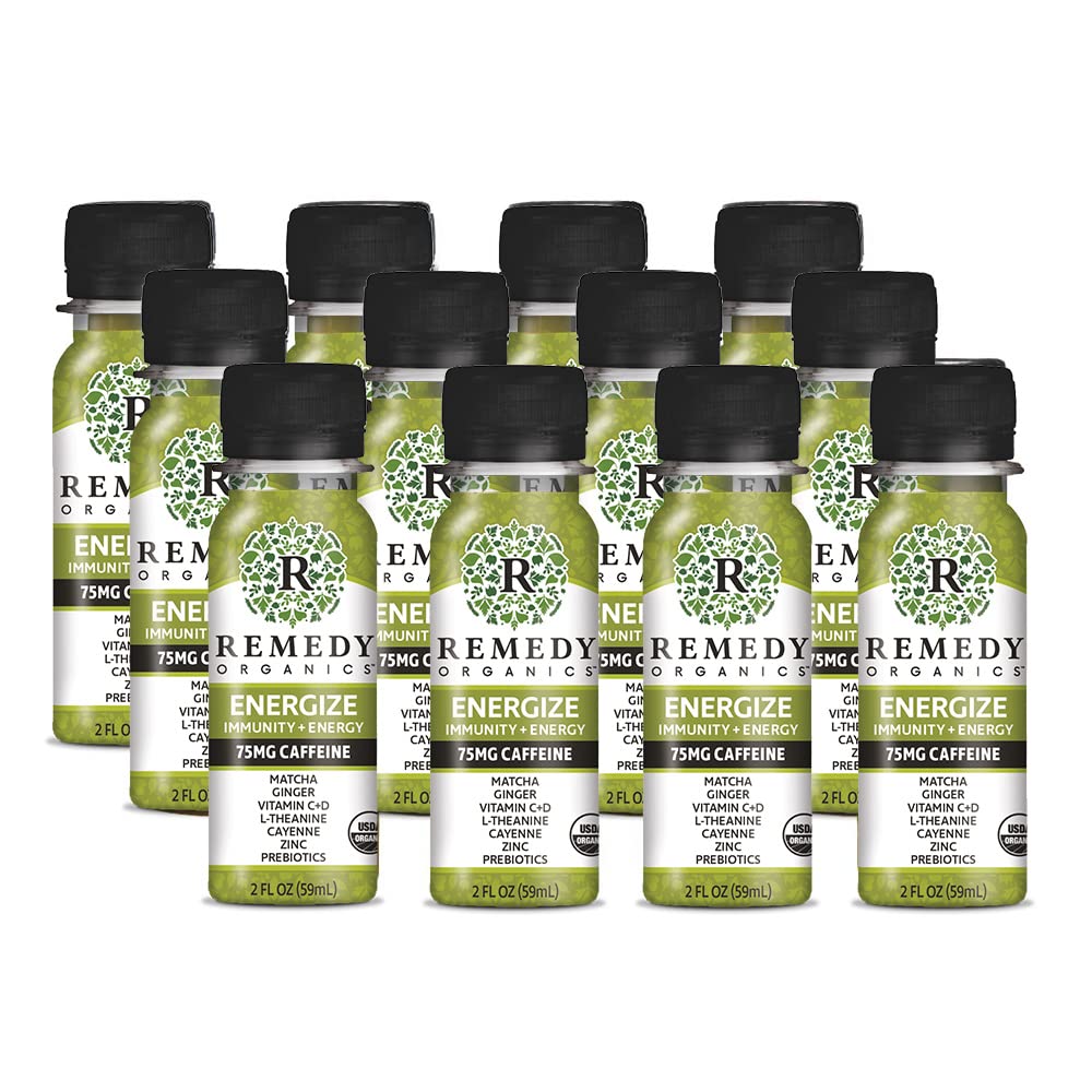 Remedy Organics Immunity Plus Shot, botella energizante para empezar el día con energía natural.