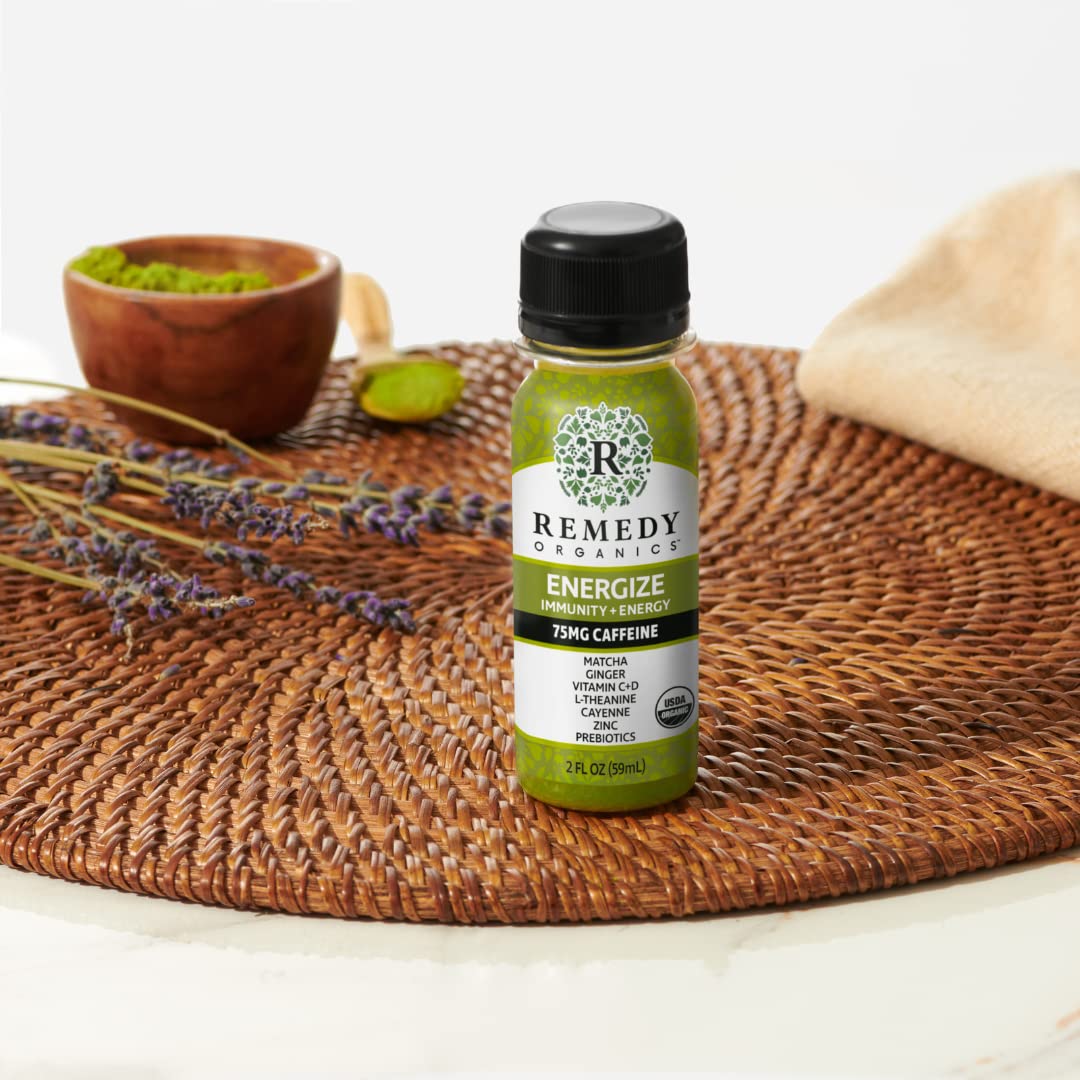Remedy Organics Immunity Plus Shot con jengibre y cayena para metabolismo.