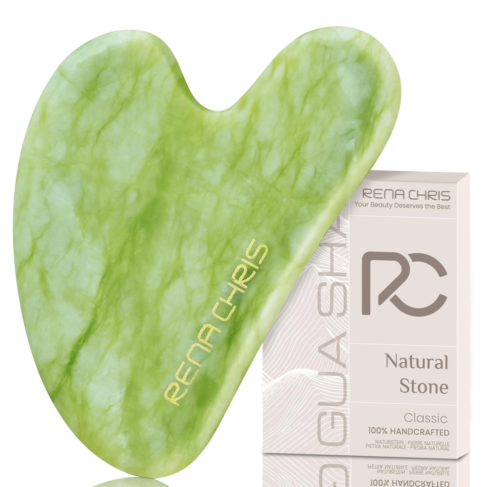 Rena Chris Guasha Jade, herramienta facial para masaje relajante