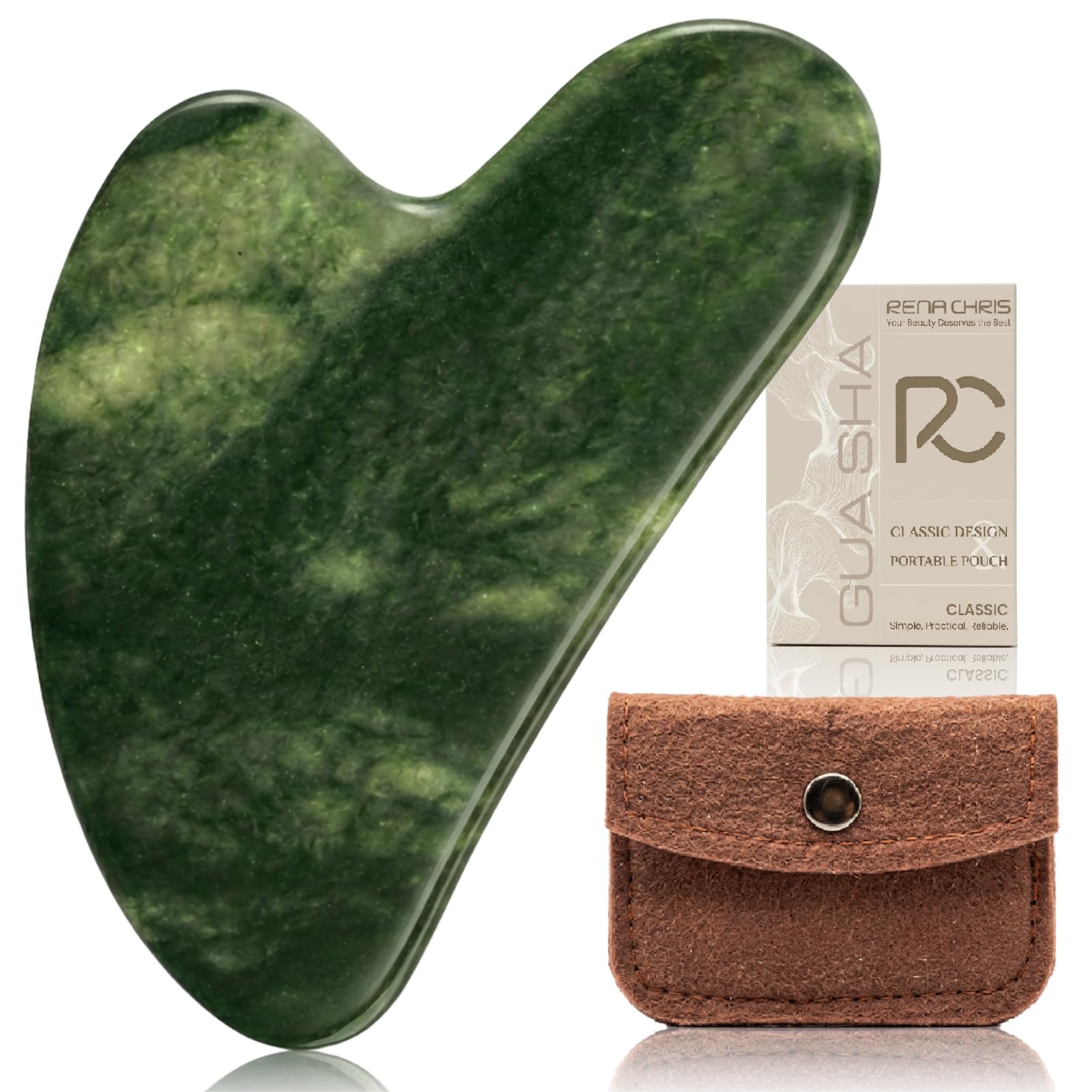 Rena Chris Gua Sha con diseño de corazón para esculpir mandíbula y definir pómulos con suavidad