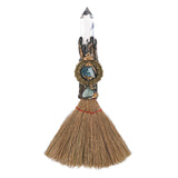Renemego escoba wicca con cristal para rituales de protección y armonía.