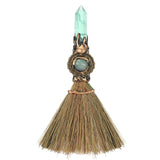 Renemego varita ritual con cristal verde para meditaciones y centrado