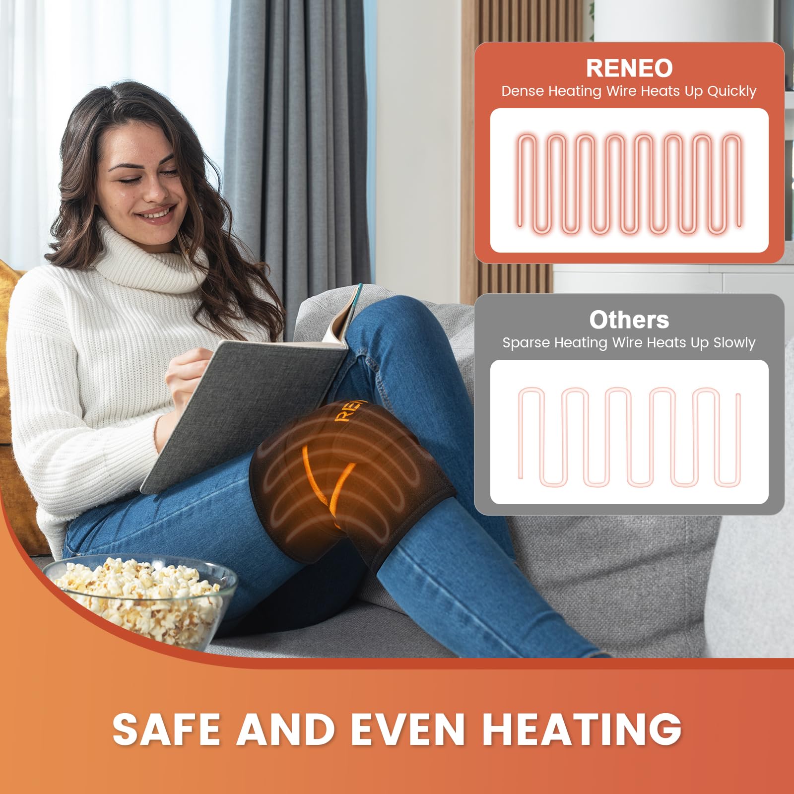RENEO rodillera termica ergonomica: ajuste comodo para uso prolongado.