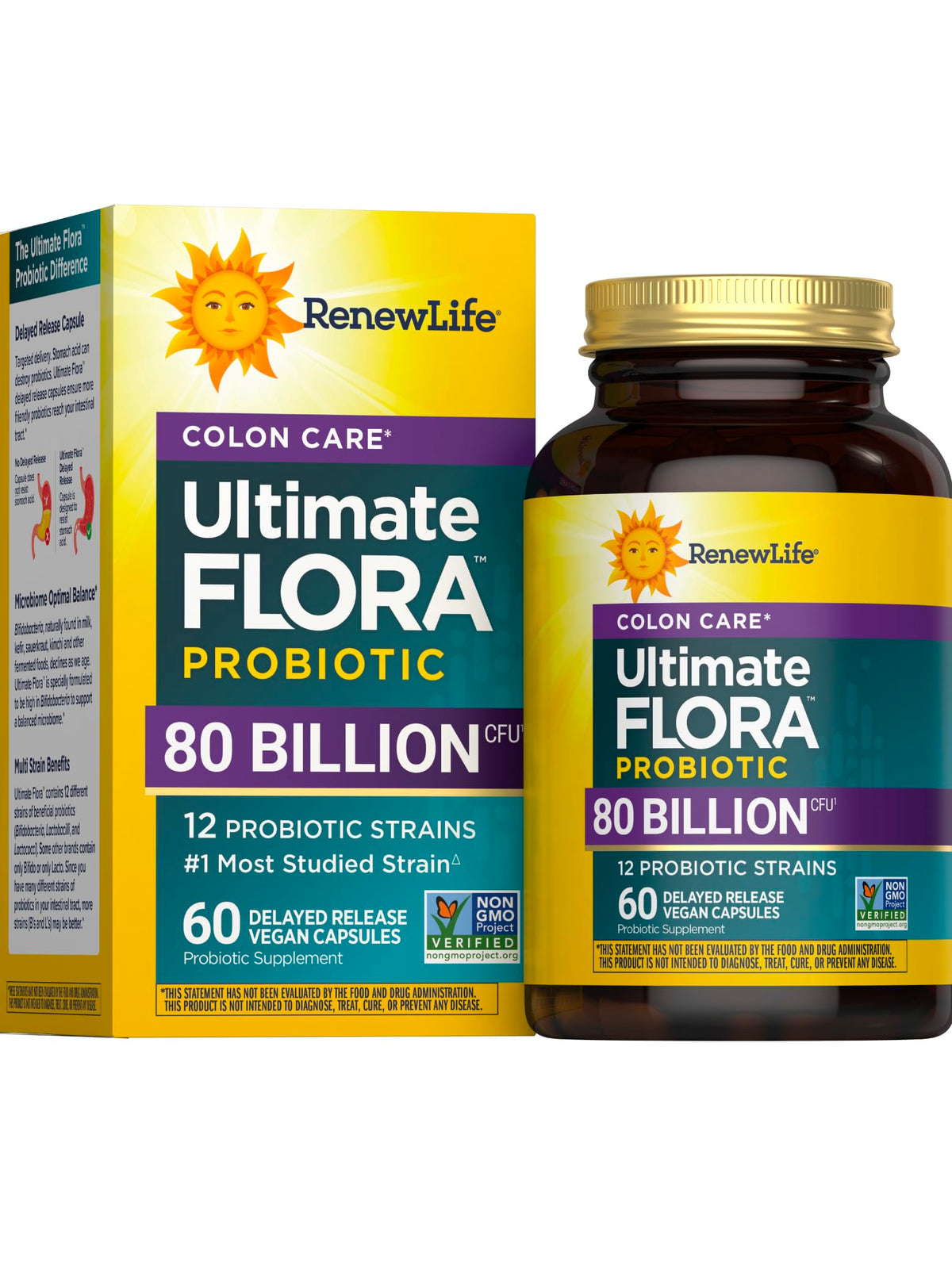 Renew Life Colon Care: cápsulas con 80 mil millones para apoyo diario del tránsito intestinal.