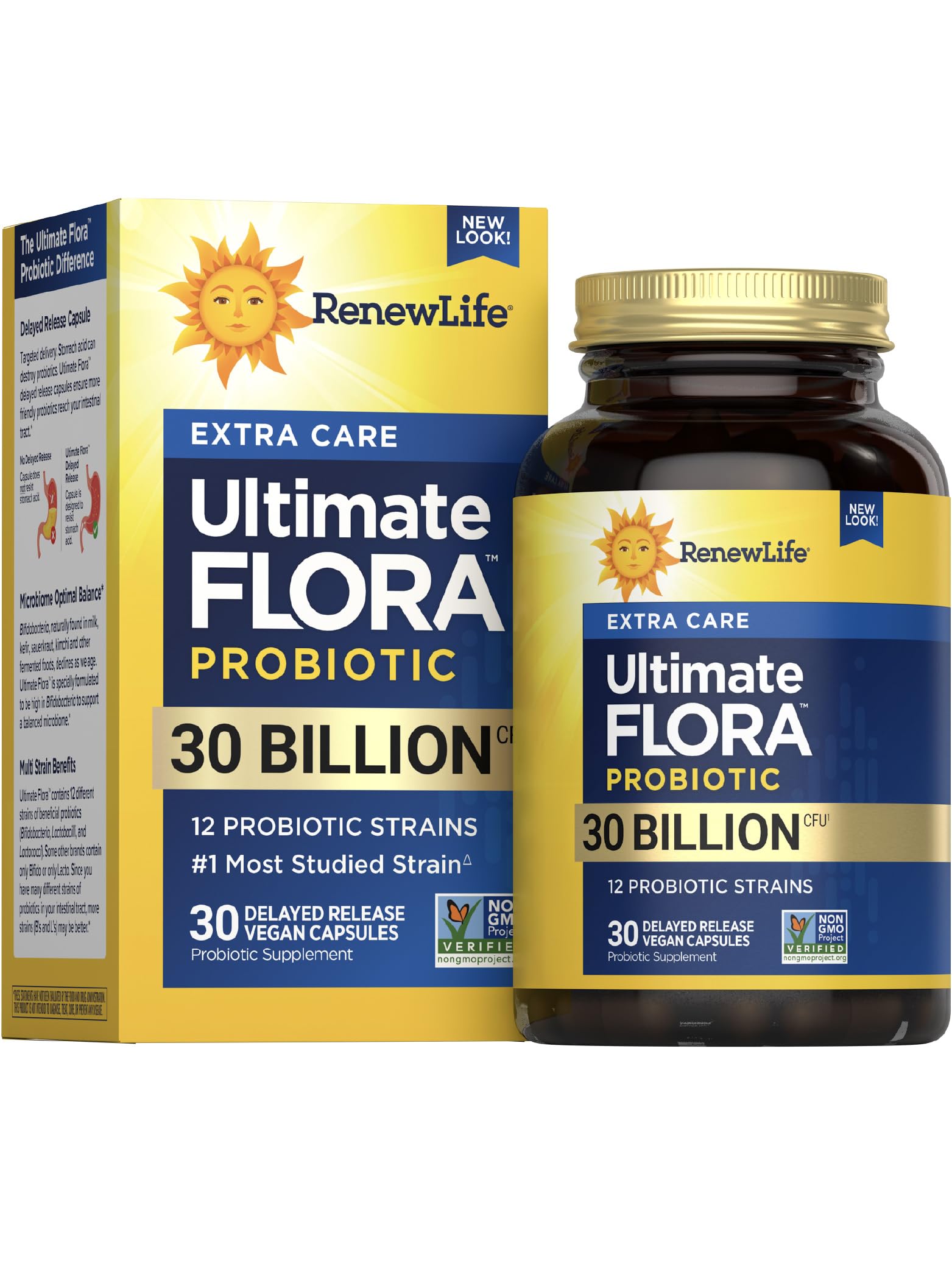 Renew Life Extra Care Probíotico, frasco frontal, posible apoyo a la digestión
