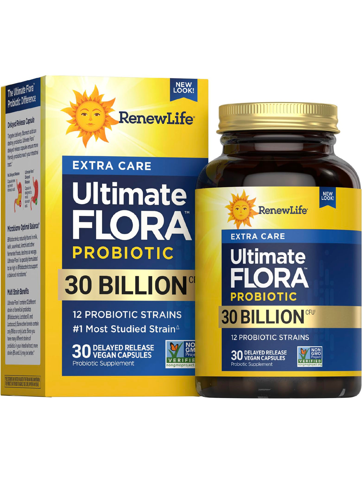 Renew Life Extra Care Probíotico, frasco frontal, posible apoyo a la digestión