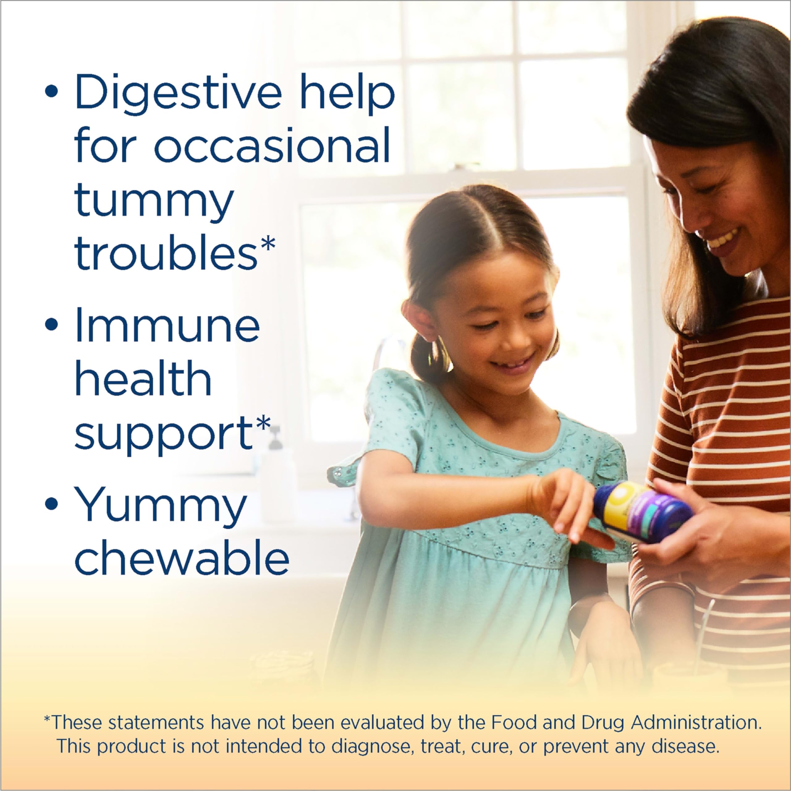 Renew Life Kids Probiotic dosis diaria para equilibrio digestivo infantil.