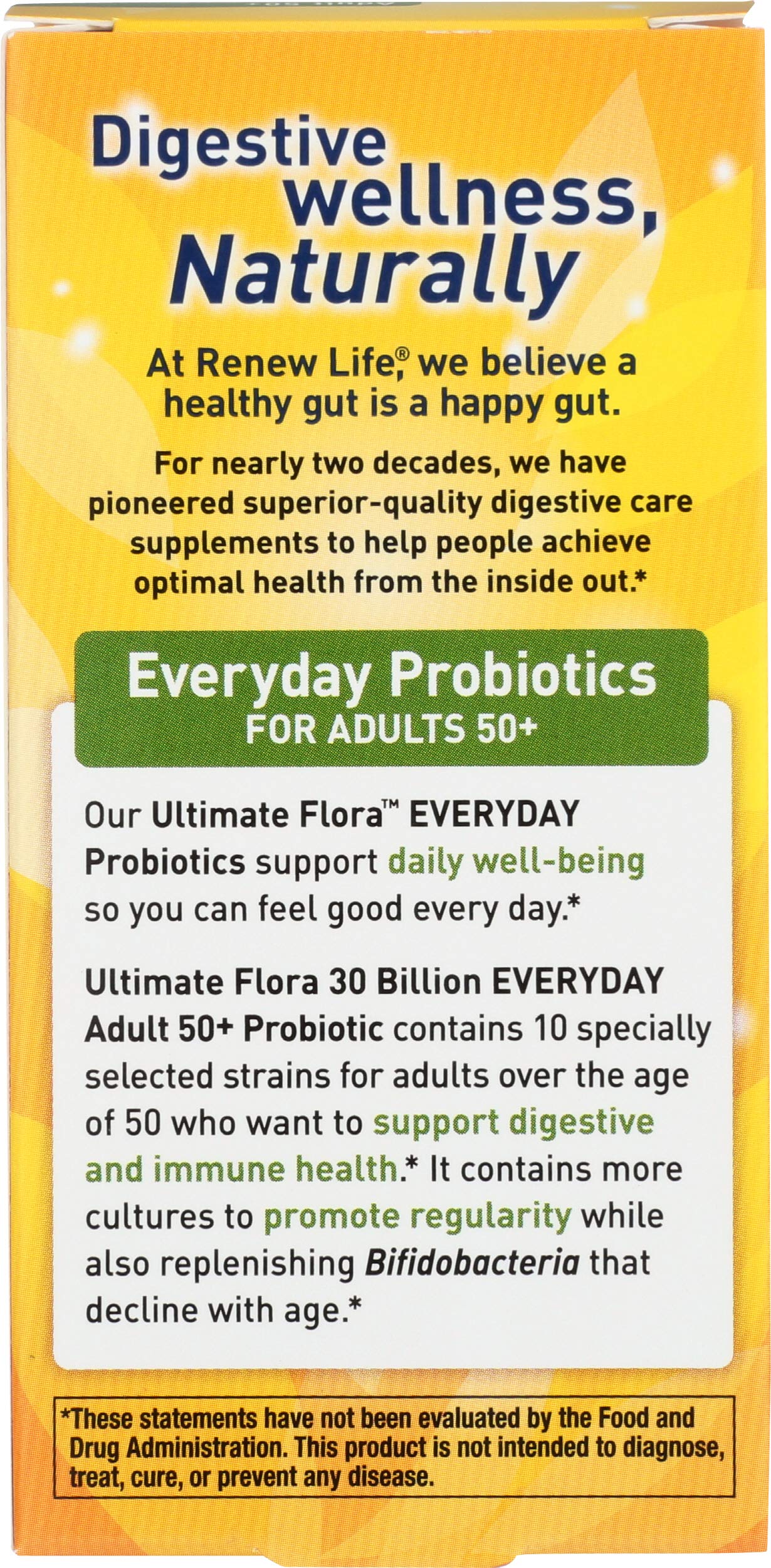 Renew Life Probiotic 50 Plus botella con etiqueta para bienestar inmune.