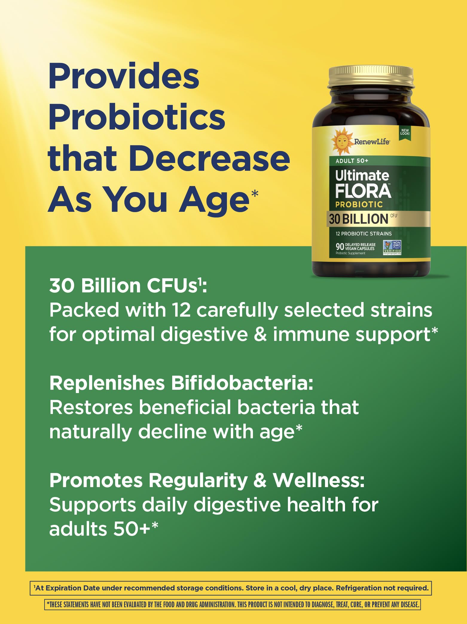 Tomar una cápsula diaria de Renew Life Probiotic para bienestar diario.