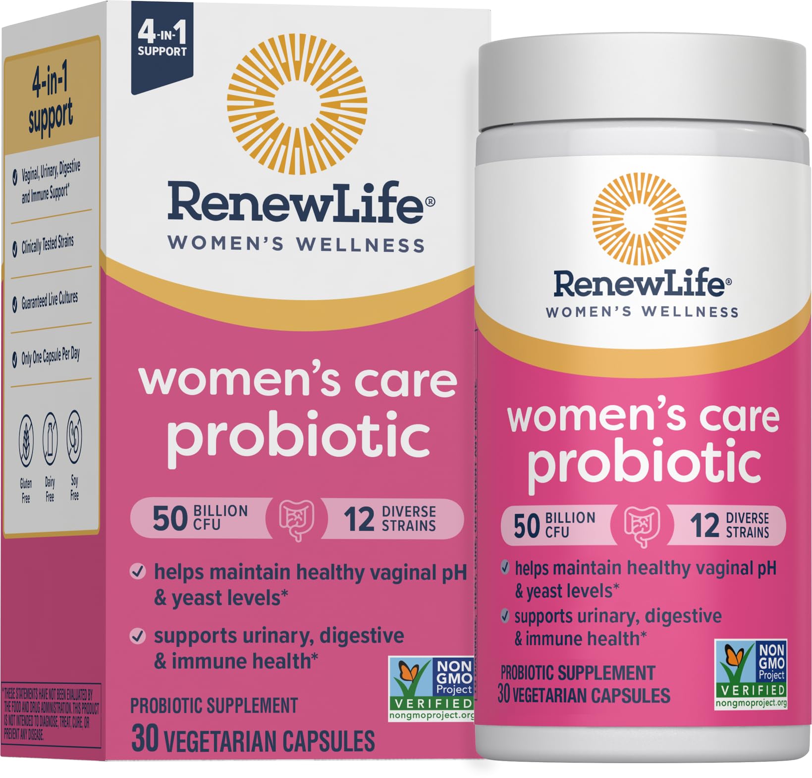 Renew Life Probiótico Femenino — botella, posible apoyo al equilibrio vaginal