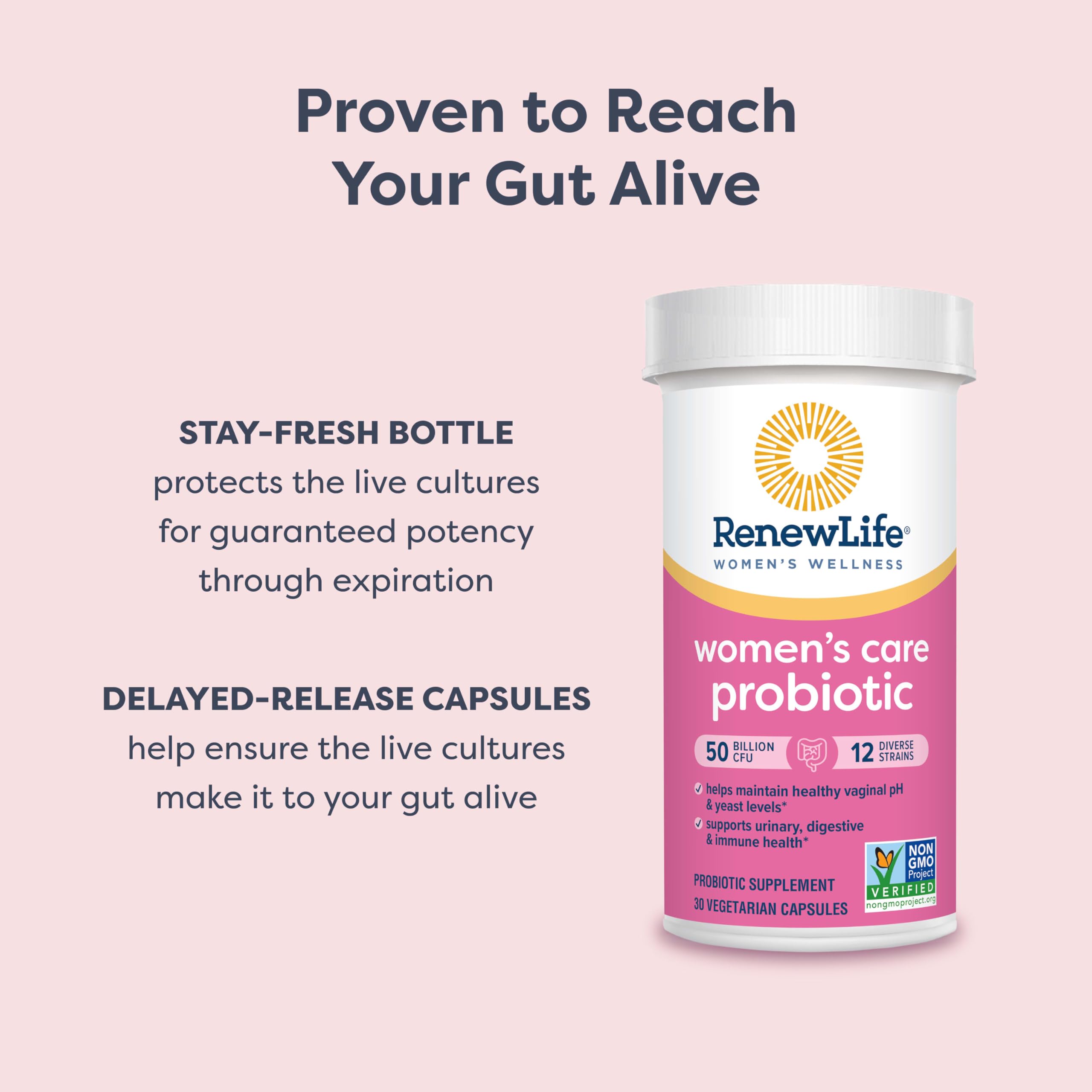 Renew Life Probiotico Mujer - frasco cerrado: conserva potencia hasta la fecha de vencimiento.