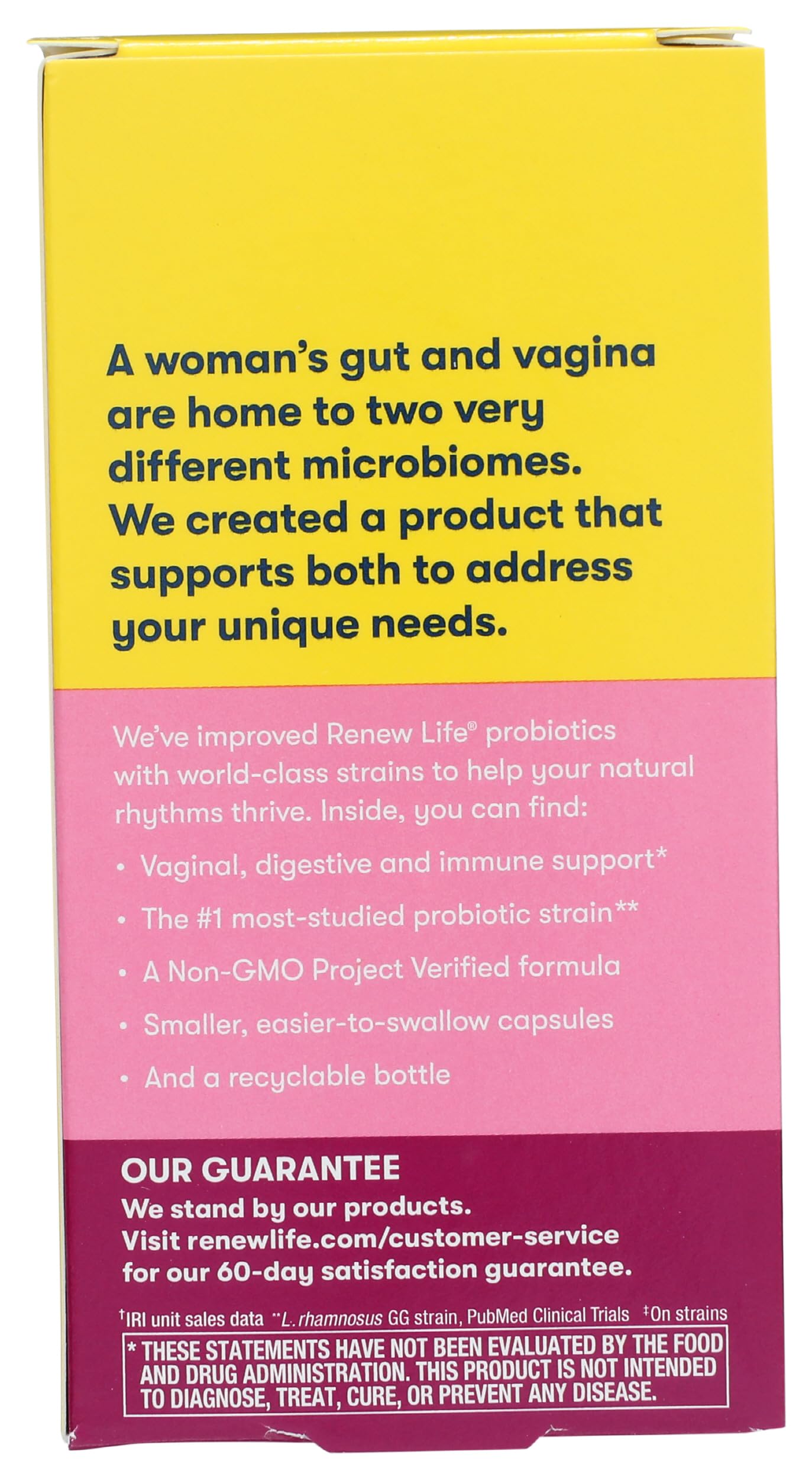 Renew Life Probiótico Femenino: caja-embalaje, fácil reconocimiento del producto