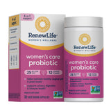 Renew Life probióticos para mujeres, envase de cápsulas, apoyo digestivo y urinario.