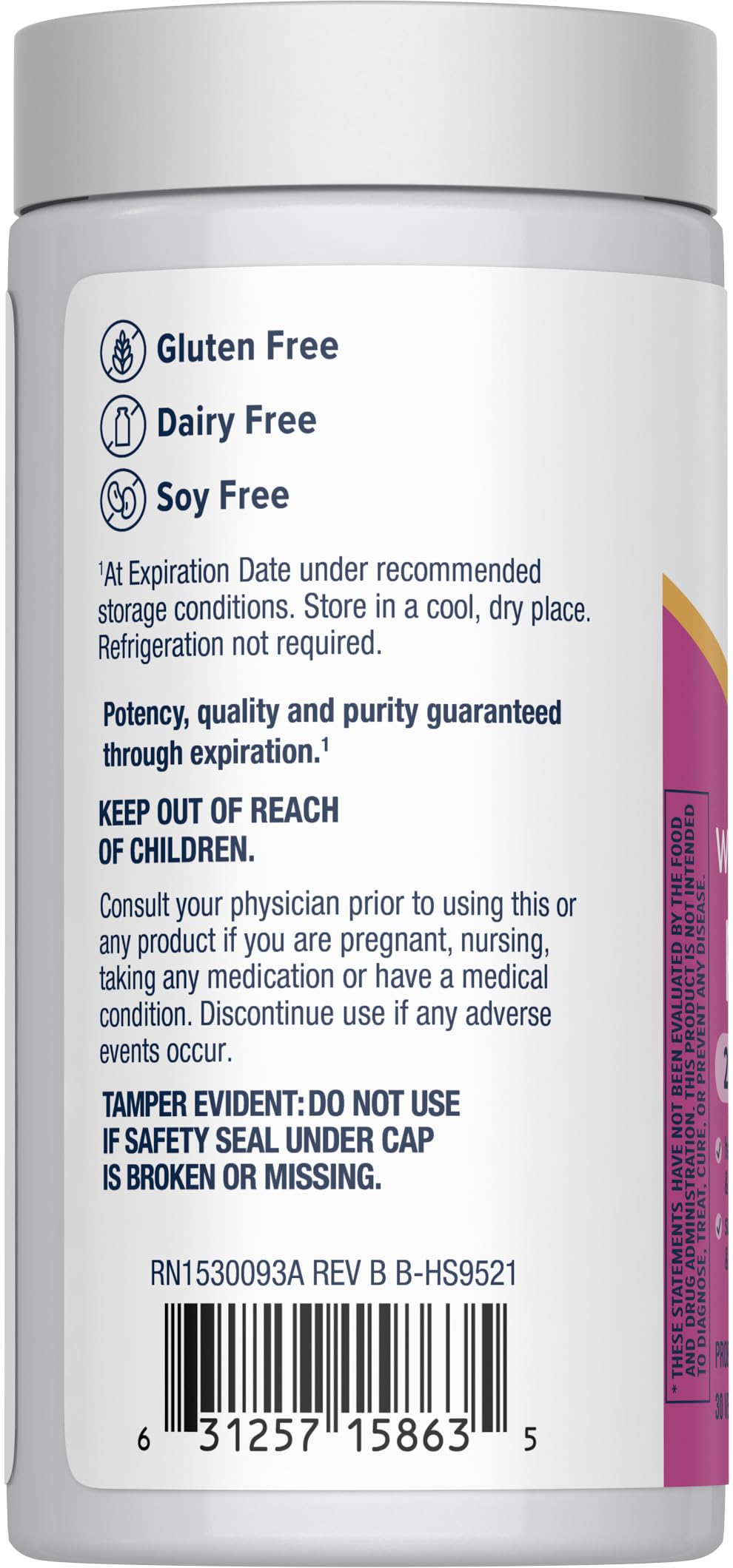 Renew Life probióticos para mujeres, envase libre de gluten, lácteos y soja.