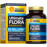 Renew Life Ultimate Flora para Hombres: bote de cápsulas para apoyo digestivo diario.