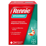 Rennie, tableta masticable de sabor menta, para alivio suave del malestar estomacal.