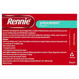 Rennie tabletas masticables de menta muestran dosis para adultos.