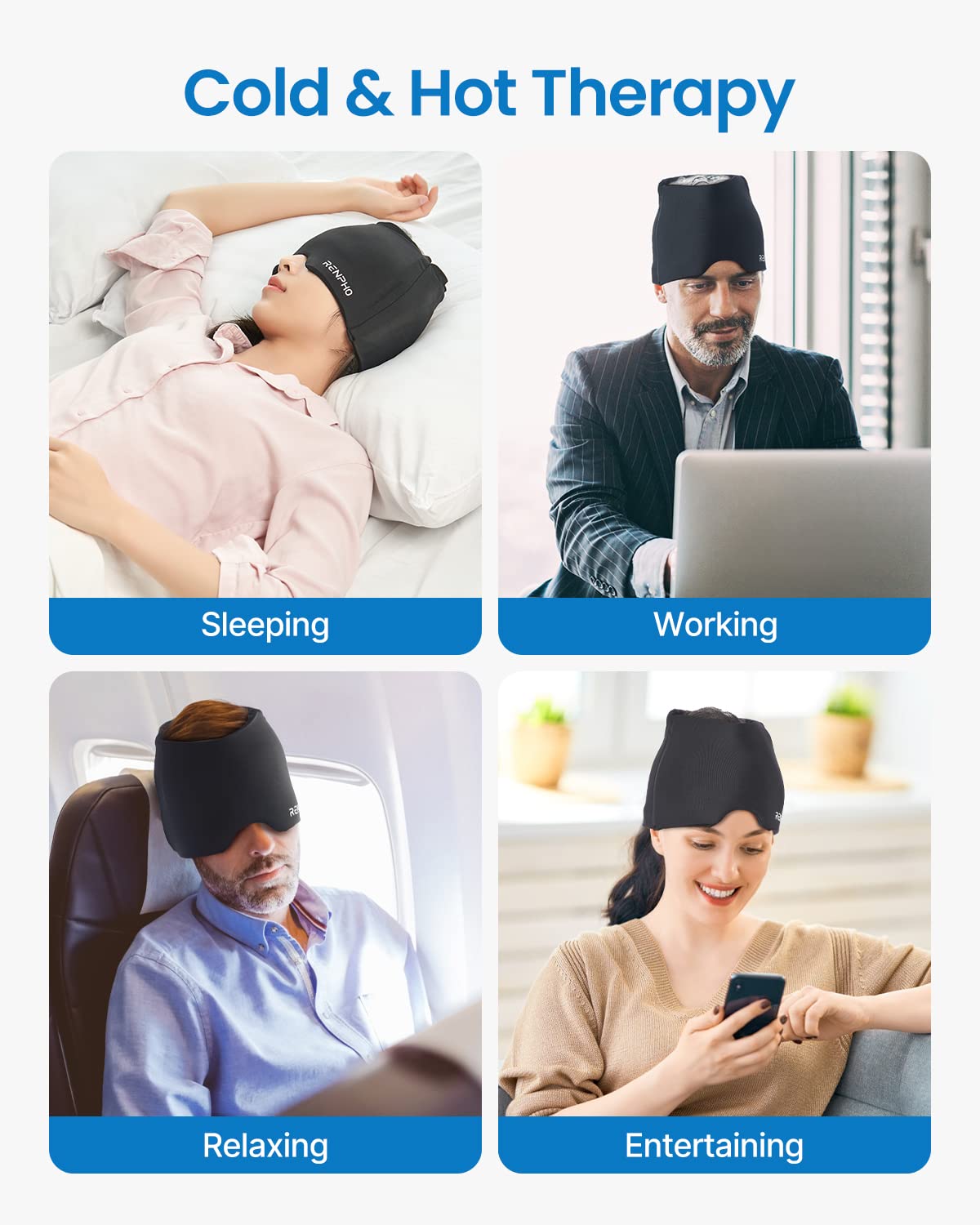 Renpho Gorro portátil para viaje facilita alivio en casa, trabajo o viaje.