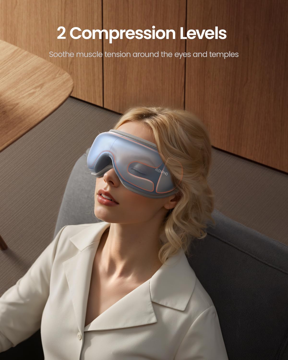 RENPHO Masaje ocular con compresión ajustable para aliviar fatiga visual