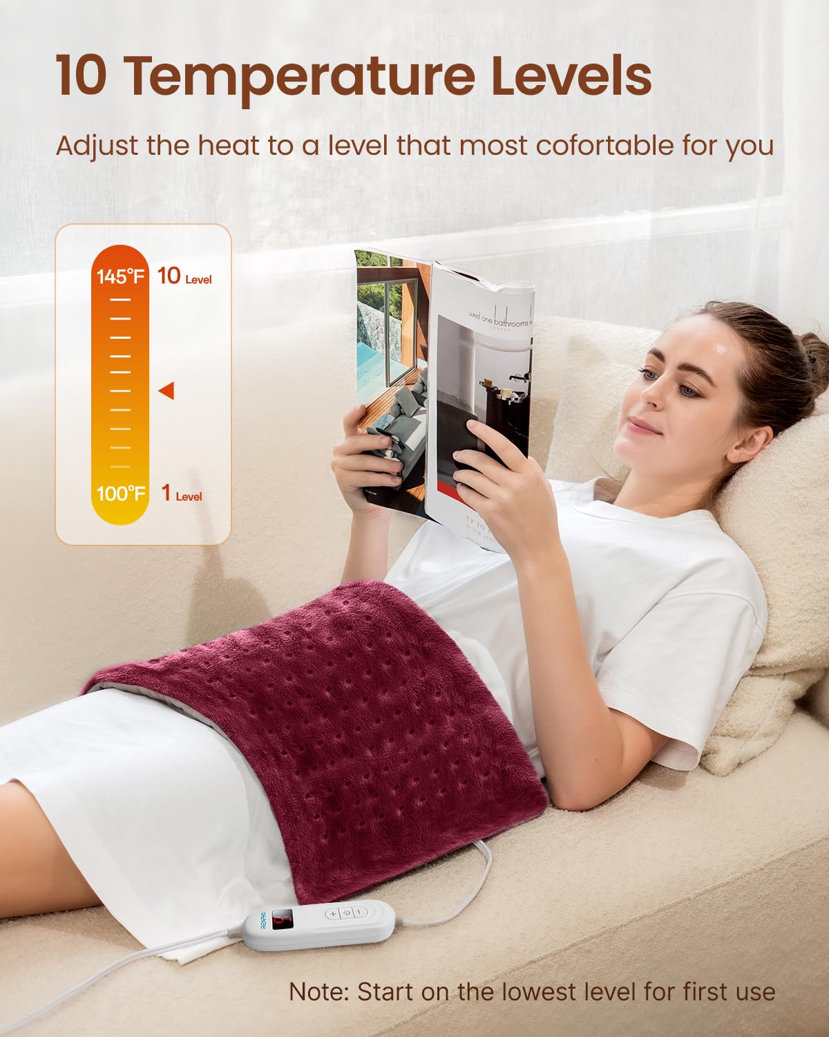 RENPHO XL almohadilla de calor para piernas con calor localizado