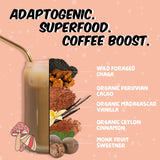 Renude Chagaccino mezcla chaga, cacao y canela para sabor reconfortante.