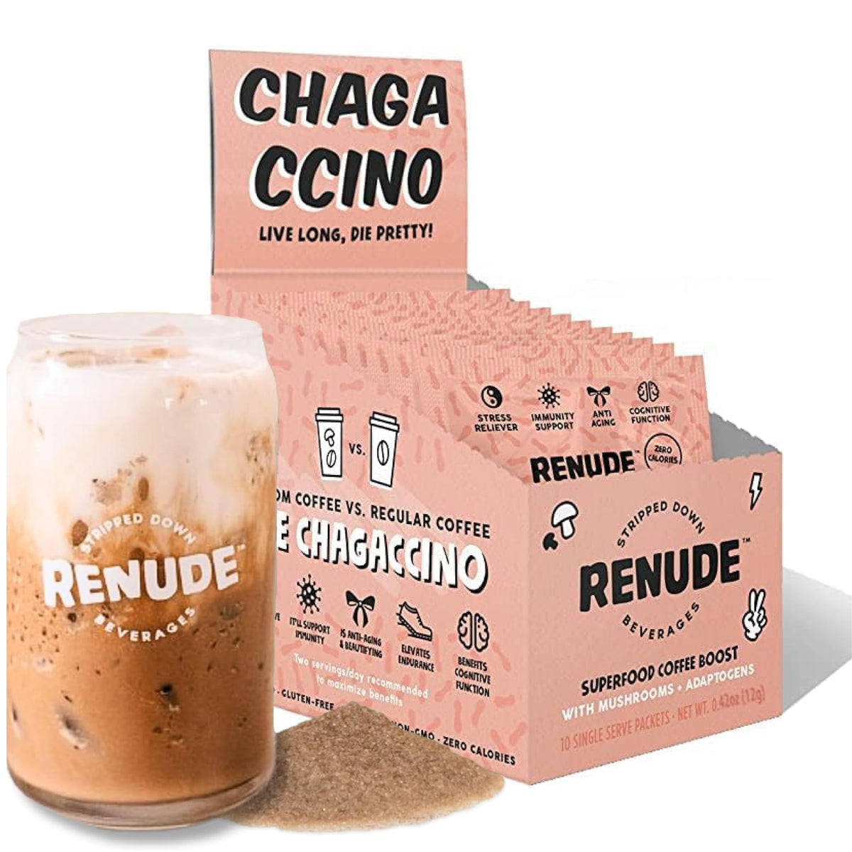 Renude Chagaccino polvo en paquete para energía diaria y sabor intenso
