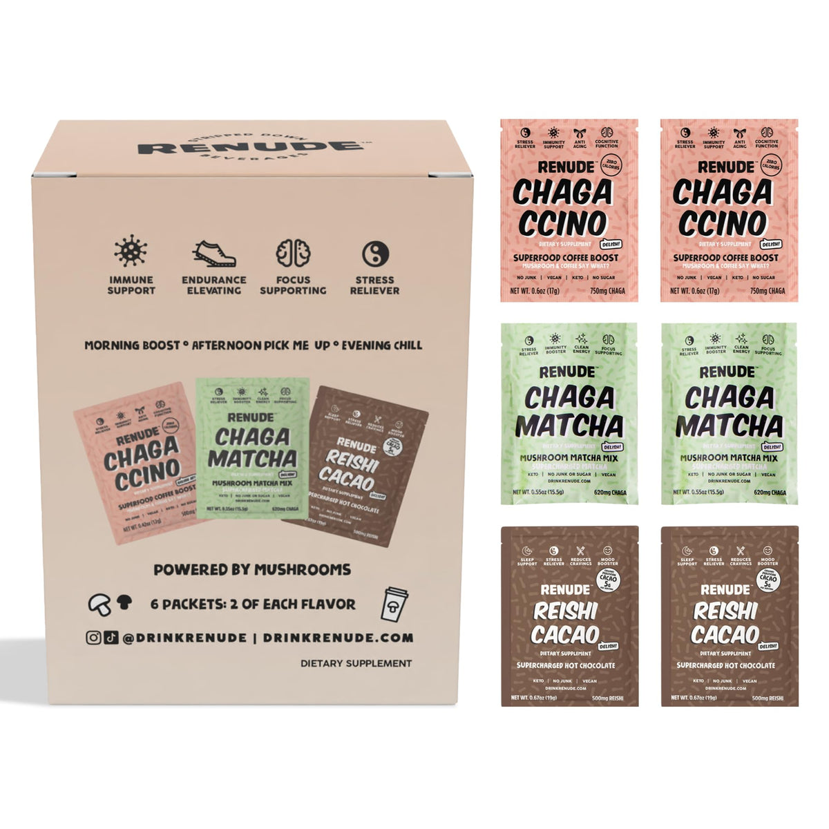 Renude Chaggaccino bebida de hongos para energía suave