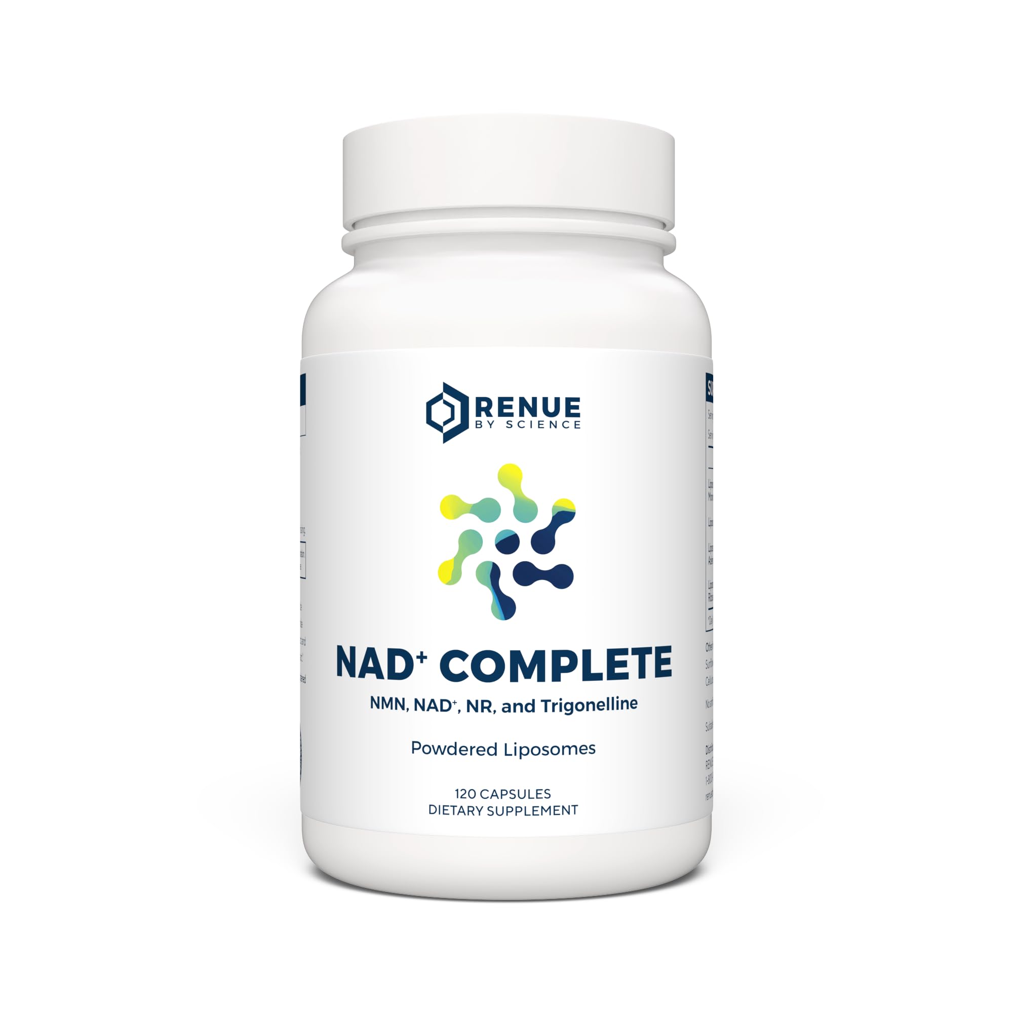 Renue By Science NAD+ Complete, bote de cápsulas para uso diario y energía sostenida.