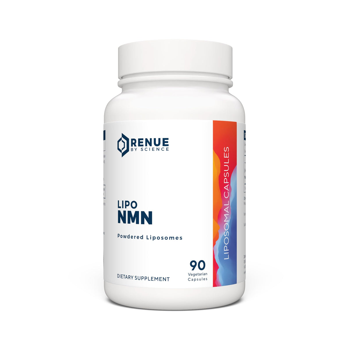 Renue By Science NMN cápsulas liposomales en botella para uso diario.