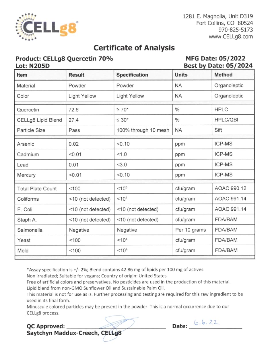 Etiqueta interior Renue Quercetina liposomales, instrucciones de uso seguro