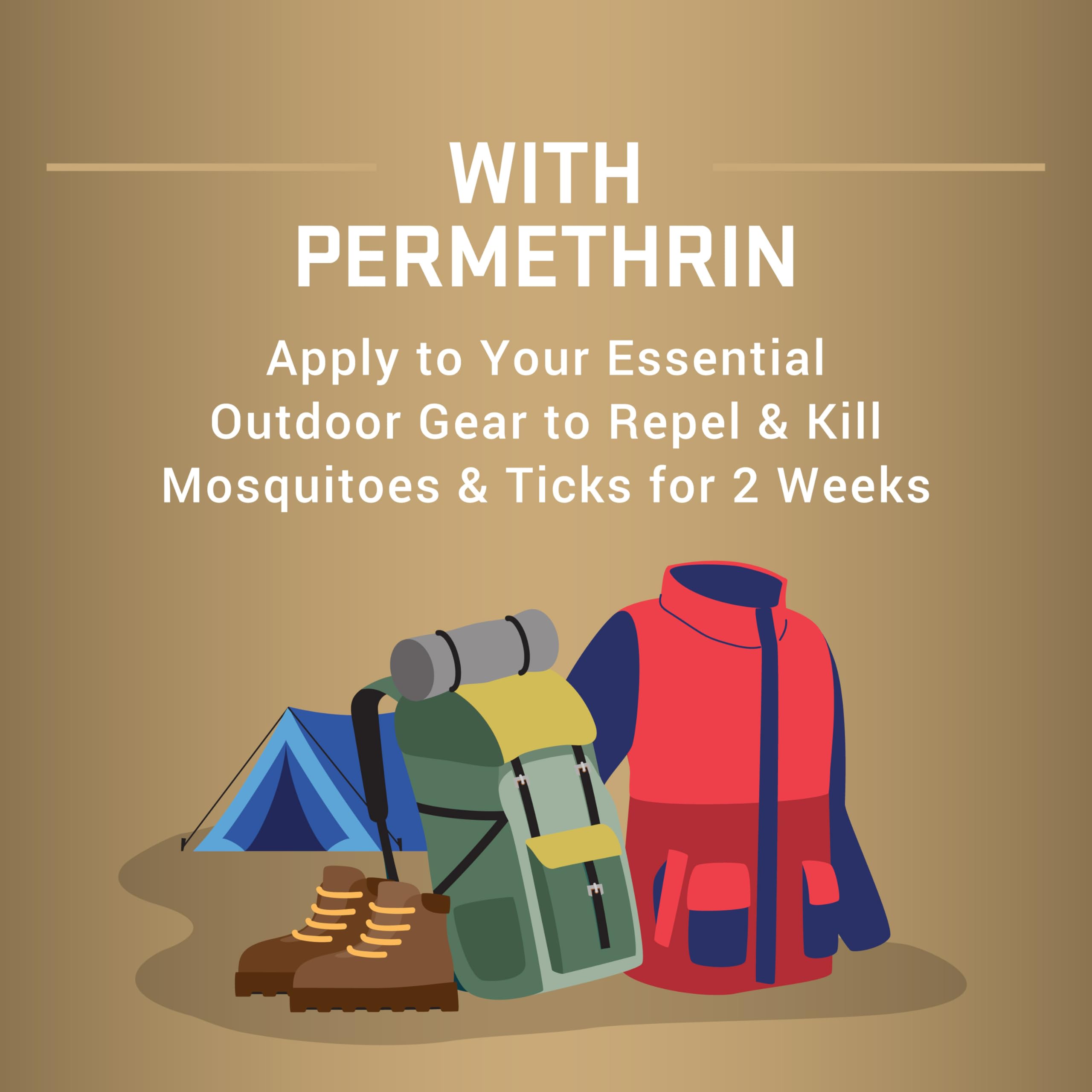Repel Permetrina en ropa de exterior, cuida prendas y evita interrupciones