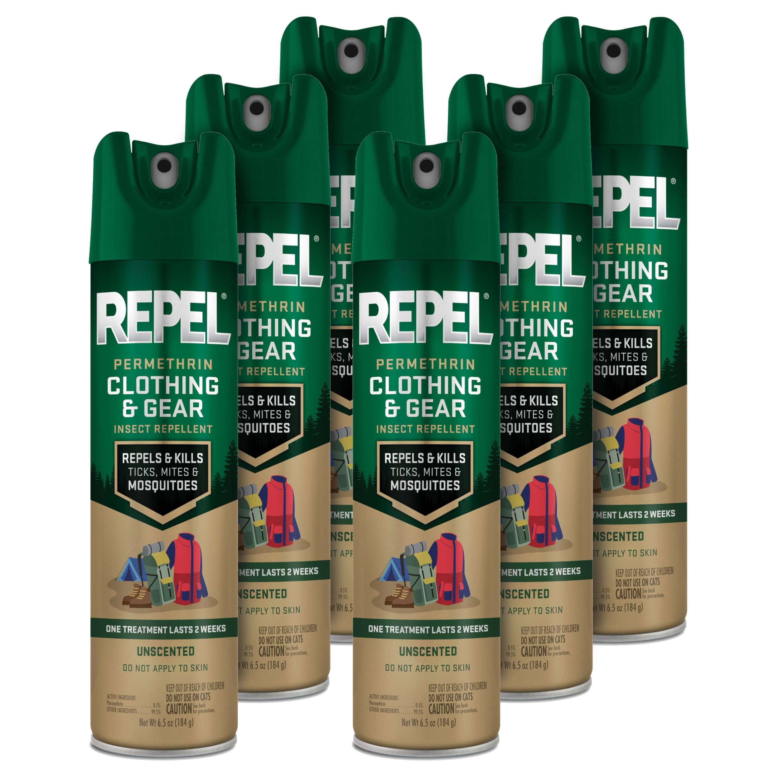 Repel Permetrina aplicada en ropa y equipo, protección duradera para actividades al aire libre