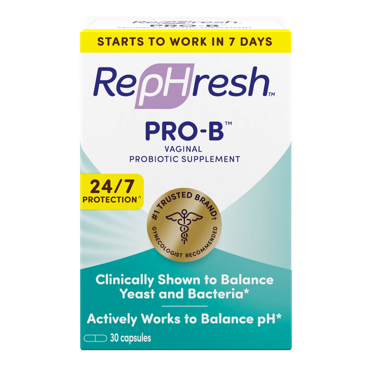 Rephresh Pro-B cápsulas para mujeres, equilibrio suave de la flora íntima.