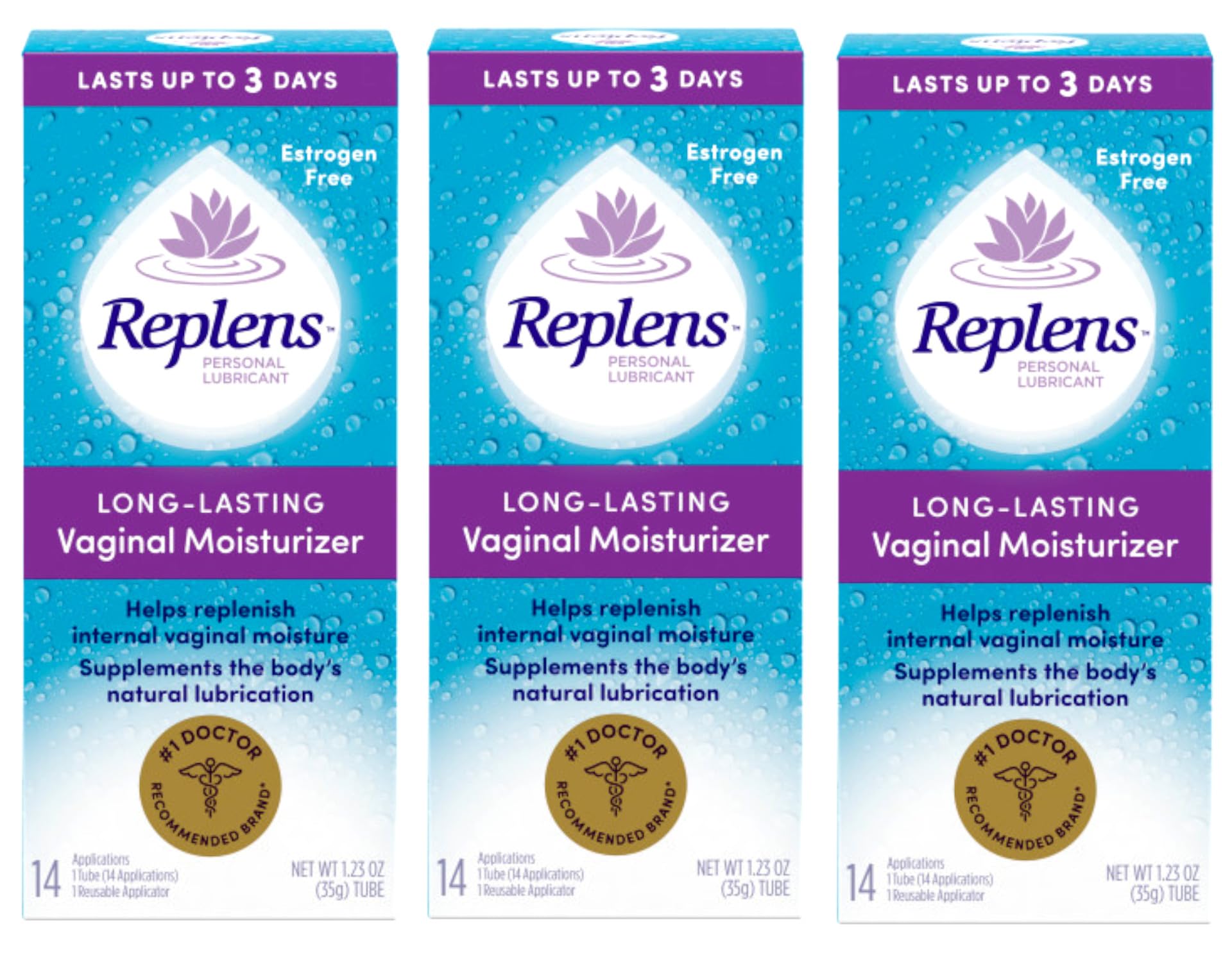 Botella de Replens de 35 g en pack de 3 para hidratación prolongada
