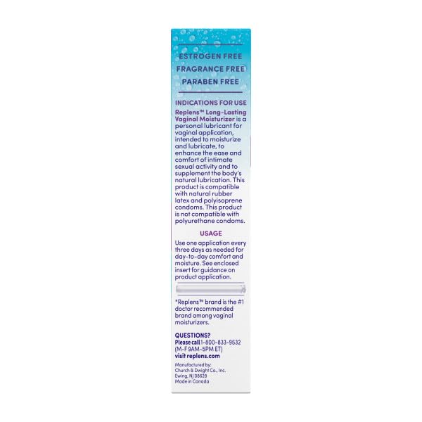 Envase de Replens indica compatibilidad con condones