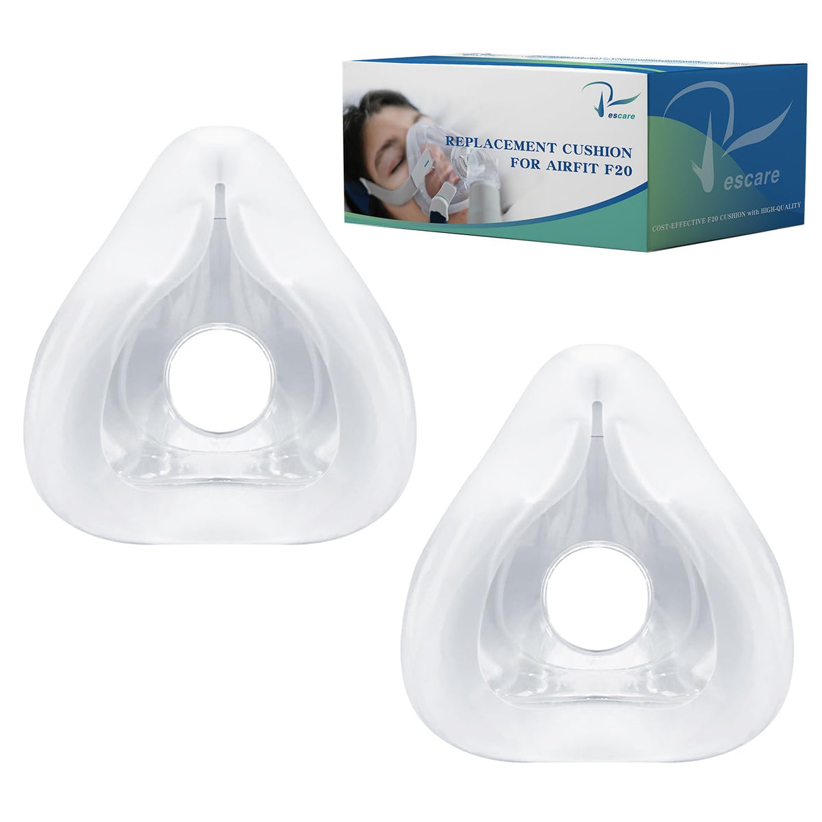 Rescare AirFit F20 Cushion Grande, pack de dos para reemplazo cómodo y económico.