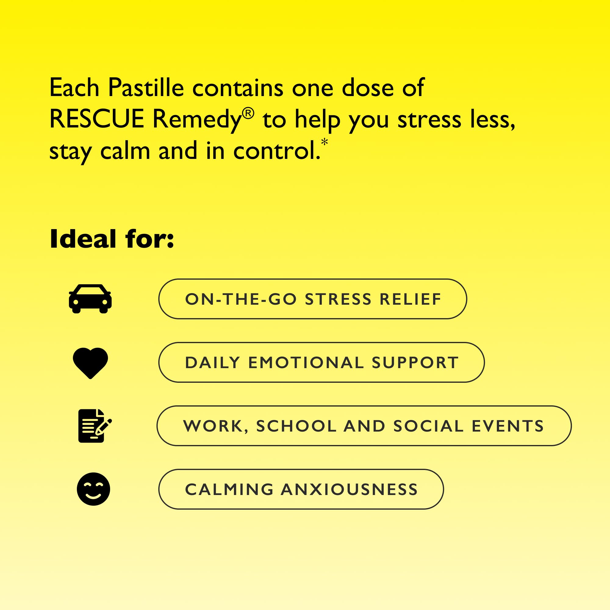 RESCUE Bach Pastilles calma diaria en formato práctico.