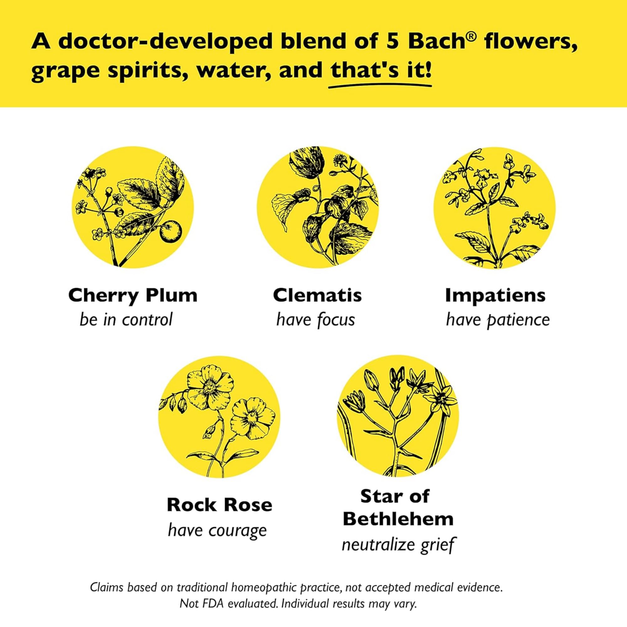 RESCUE Rescue Remedy etiqueta con cinco esencias florales