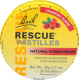 RESCUE BACH pastillas cranberry, frente de lata: opción rápida para momentos de estrés.